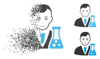 Noktalı yarım ton kimyasal bilim adamı simge yüzü ile kırık