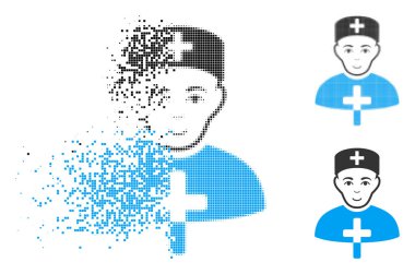 Yüz ile hareketli Pixelated yarı ton kilise Doktor simgesi