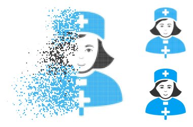 Yüz ile ayrıştırılmış noktalı yarım ton kilise erkek doktor simgesi