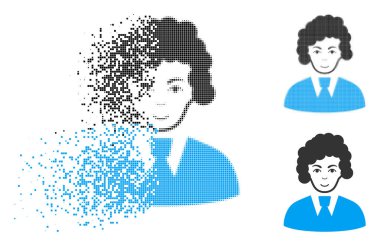 Kırık nokta yarı ton memuru kadın simgesiyle yüz