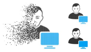 Yüz ile kaybolan piksel yarı ton Bilgisayar Yöneticisi simgesini