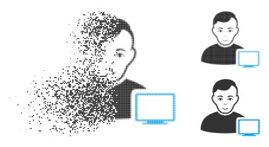 Kaybolan Pixelated yarı ton Bilgisayar Yöneticisi simgesini yüz