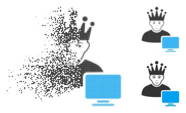 Noktalı yarım ton bilgisayar moderatör simge yüzü ile çürümüş