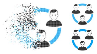 Toz piksel yarı ton sosyal Üyeler simgesi yüz ile bağlı.