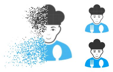 Yüz ile toz nokta yarı ton aşçı simgesi