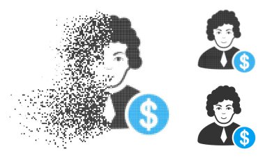 Parçalanmış Pixelated yarı ton bozuk yüz ile Yargıç simgesi