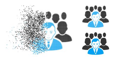 Yüz ile tahribe noktalı yarım ton kalabalık simgesi