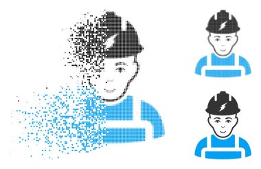 Ayrıştırılmış piksel yarı ton elektrikçi simgesi ile yüz