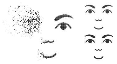 Ayrıştırılmış Pixelated yarı ton yüz simgesi ile yüz