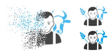 Hareketli yarı ton çiftçi simge yüzü ile noktalı