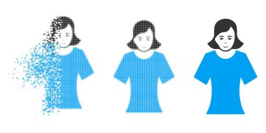 Toz Pixelated yarı ton yüz kadın simgesiyle