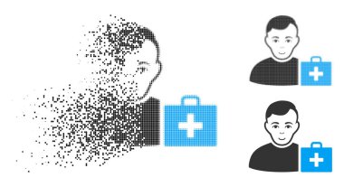 Kaybolan piksel noktalı resim ilk yardım adam simgesiyle yüz