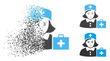 Yüz ile hasarlı nokta yarı ton ilkyardım hemşire simgesi