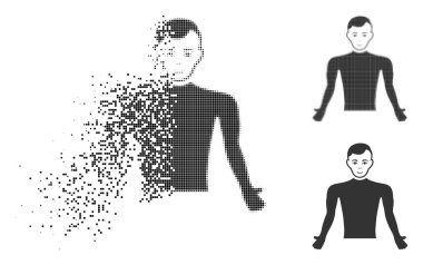 Dağılmakta yarı ton adam vücut simge yüzü ile noktalı