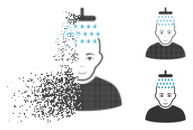 Kaybolan Pixelated yarı ton başına yüz simgesiyle duş