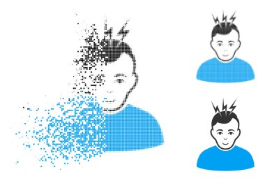 Yüz ile kırık Pixelated noktalı resim baş ağrısı simgesi
