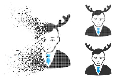 Nokta yarı ton boynuzlu koca simge yüzü ile kırık