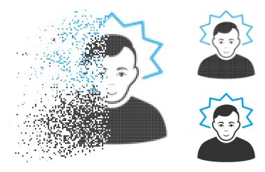 Yüz ile kırık nokta yarı ton mucit simgesi