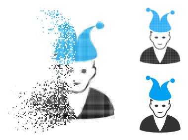 Piksel yarı ton şakacı simgesi yüz dağılmakta