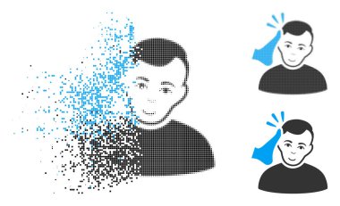 Yüz ile dağınık piksel yarı ton kick boks simgesi