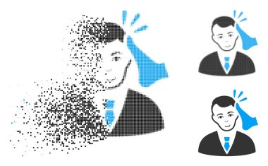 Pixelated yarı ton kick boks kurban simgesi yüz dağılmakta