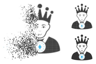 Yüz harcanmış piksel yarı ton Kral simgesiyle