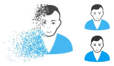 Yüz ile harcanmış nokta yarı ton adam simgesi