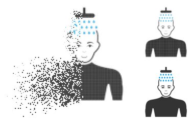 Yüz ile toz nokta yarı ton adam duş simgesi