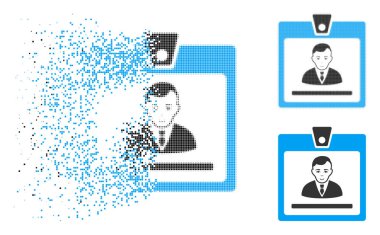 Kırılmış piksel noktalı resim Yöneticisi rozet simge yüzü ile