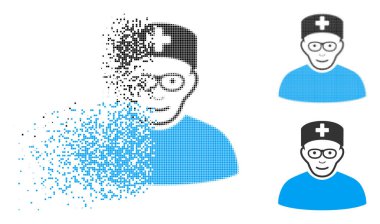 Kaybolan yarı ton tıbbi uzman simge yüzü ile noktalı