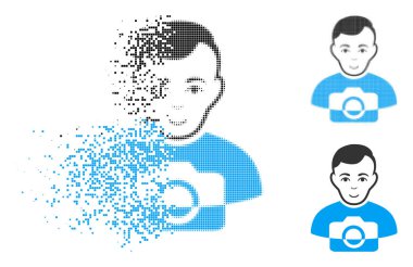 Hareketli nokta yarı ton fotoğrafçı simgesiyle yüz