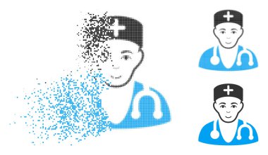 Yüz ile rendelenmiş piksel yarı ton hekim simgesi