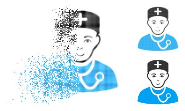 Noktalı yarım ton hekim simge yüzü ile çözünmüş