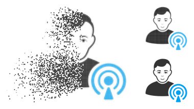 Piksel yarı ton Podcast Creator simgesini yüzü ile eriterek