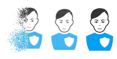 Yüz hasarlı noktalı yarım ton polis memuru simgesiyle