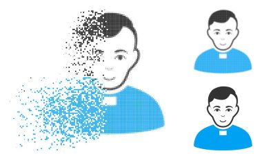 Yüz ile toz Pixelated yarı ton rahip simgesi