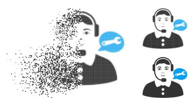 Kaybolan Pixelated noktalı resim servis merkezi kadın simgesiyle yüz