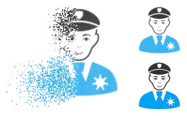 Yüz ile kırık Pixelated yarı ton Şerif simgesi