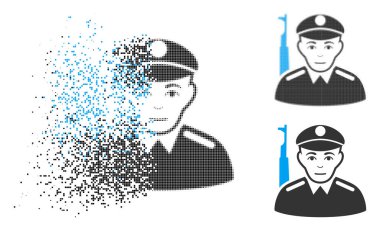 Yüz ile hasarlı nokta yarı ton asker simgesi