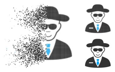 Yüz ile parçalanmış Pixelated noktalı resim casus simgesi