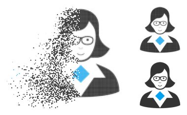 Yüzü parçalanmış nokta noktalı resim öğretmen hanım simgesiyle