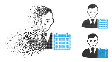 Pixelated yarı ton Kullanıcı takvim simgesini yüzü ile eriterek