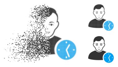 Piksel yarı ton Kullanıcı saat simgesi yüz ile çözünmüş