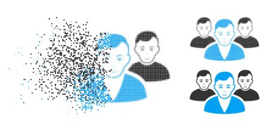 Yüz ile parçalanmış Pixelated yarı ton Kullanıcı grubu simgesi
