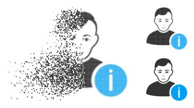 Noktalı yarım ton Kullanıcı bilgi simgesi yüz ile harcanmış