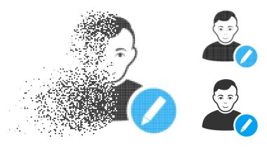 Rendelenmiş piksel yarı ton Kullanıcı değiştirmek yüz kalem simgesi