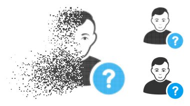 Noktalı yarım ton Kullanıcı soru simgesi yüz ile kırık