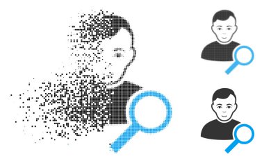 Nokta yarı ton Kullanıcı arama simgesi yüz ile kırık