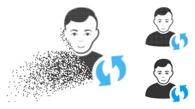 Ayrıştırılmış Pixelated yarı ton Kullanıcı Update simgesi ile yüz