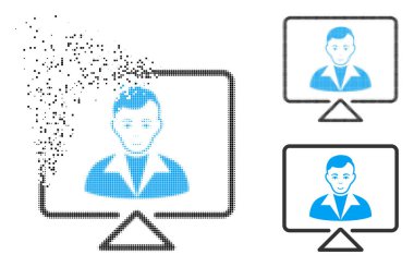 Eriterek piksel noktalı resim Video kişi simgesi ile yüz